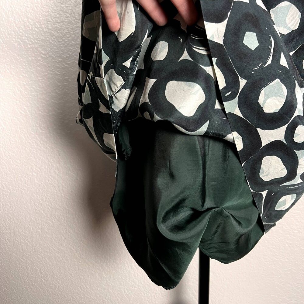 New York & Company Sz 6 100% Silk Mini Shift Cocktail Dress Formal Hunter Green - Picture 8 of 11
